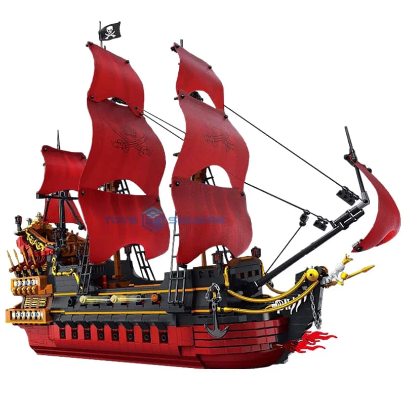 

The Caribbean Queen Anne's Sailboat Revenge Pirate Ship Model Building Blocks Bricks MOC Set Gifts Educational Toys For Children