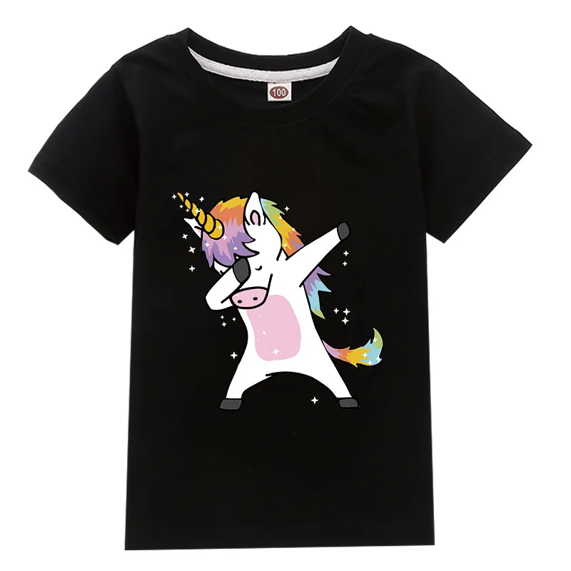 Fashion dabbing unicorn kids boys girls t-shirt Cotton pug dog children t shirt teens unisex streetwear tops tees hip hop tshirt
