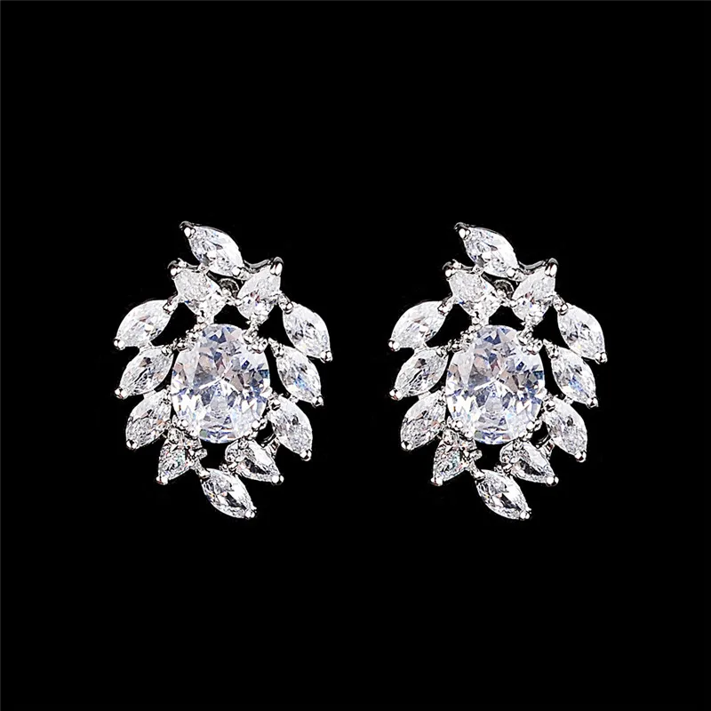 ZAKOL Роскошный Белый Цвет капли воды кластер AAA + кубический цирконий Модный