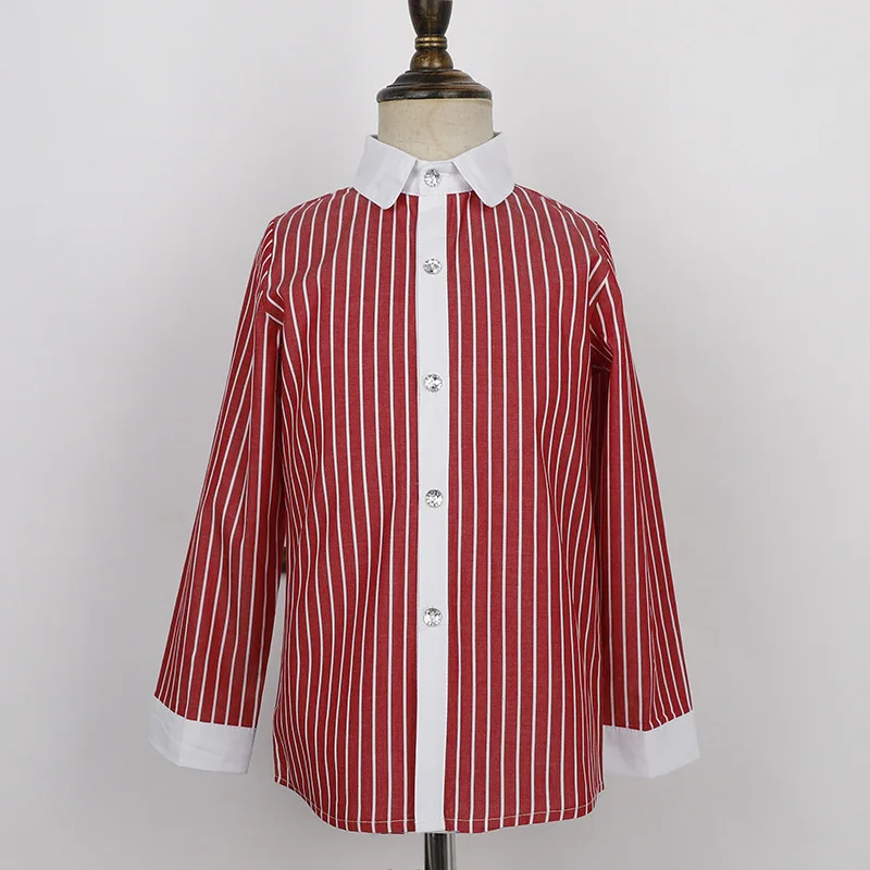 Striped Red Формальные рубашки для мальчиков, школьные топы для больших мальчиков, белая хлопковая школьная форма, одежда для мальчиков-подростков одежда для детей 14 лет - Цвет: Striped Red