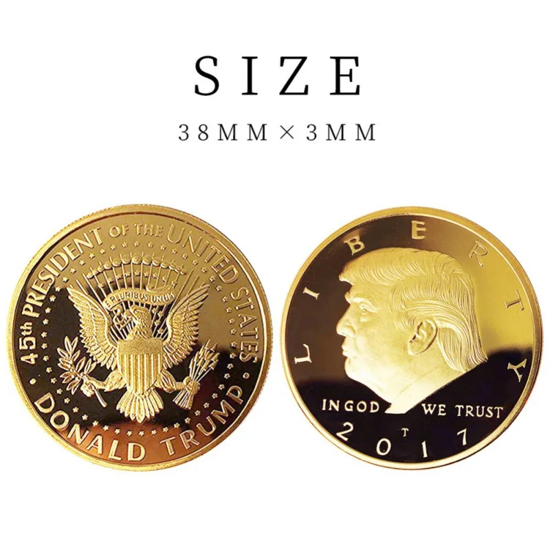 2017/2018 памятная монета 45th президент США Дональд Трамп позолоченные Коллекционные
