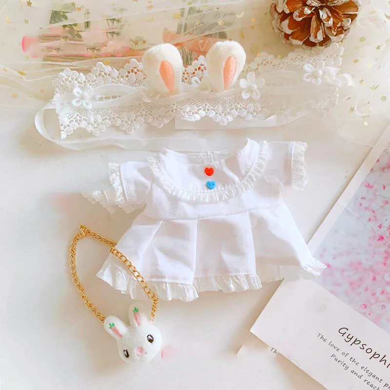 

Doll Clothes for 20 cm Doll Plush White dress lace Stuffed Toy Dolls Outfit for Kpop EXO Dolls Christmas Gift Doll Accessories