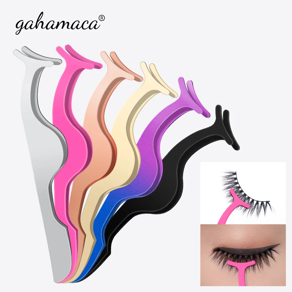 

GAHAMACA False Eyelash Tweezer Fake Eye Lash Applicator Eyelash Extension Curler Nipper Auxiliary Clip Clamp Makeup Forceps Tool