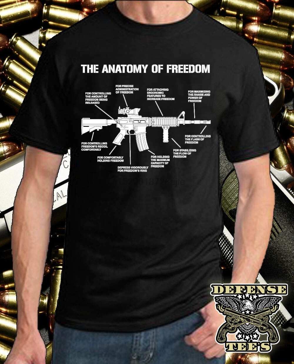 Футболка с надписью 2 и GUN PROTECT YOURSELF TEE AR 15 AK ANATOMY OF FREEDOM T|Мужские футболки| |