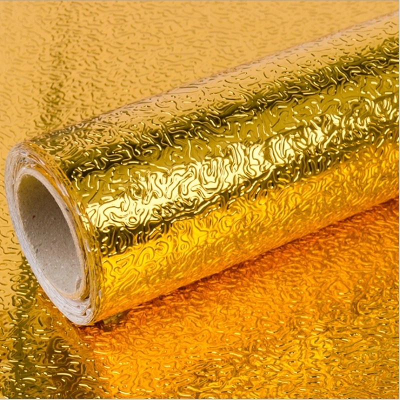 

Gold silver self-adhesive wallpaper Oil-proof stain-proof and waterproof kitchen decoration wallpaper Furniture decoration