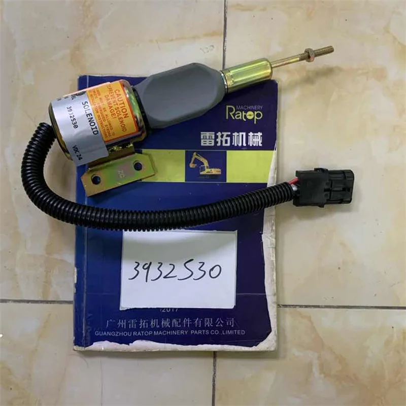 

121V 24V Stop Solenoid 3932530 Shut off Valve 3932530 for R210LC-7 R220-5 R250LC-7 Excavator Parts