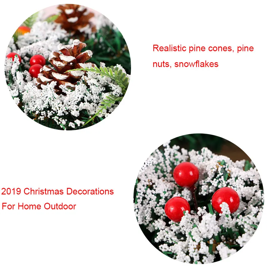 40 см Рождественский венок настенное украшение для двери большая гирлянда