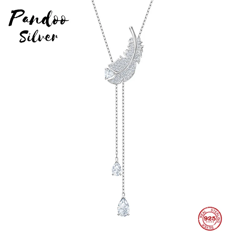 

Fashion Charm 925 Sterling Silver Original 1:1 Copy, Light Feather Elegant And Elegant Necklace Female Luxury Jewelry Gifts