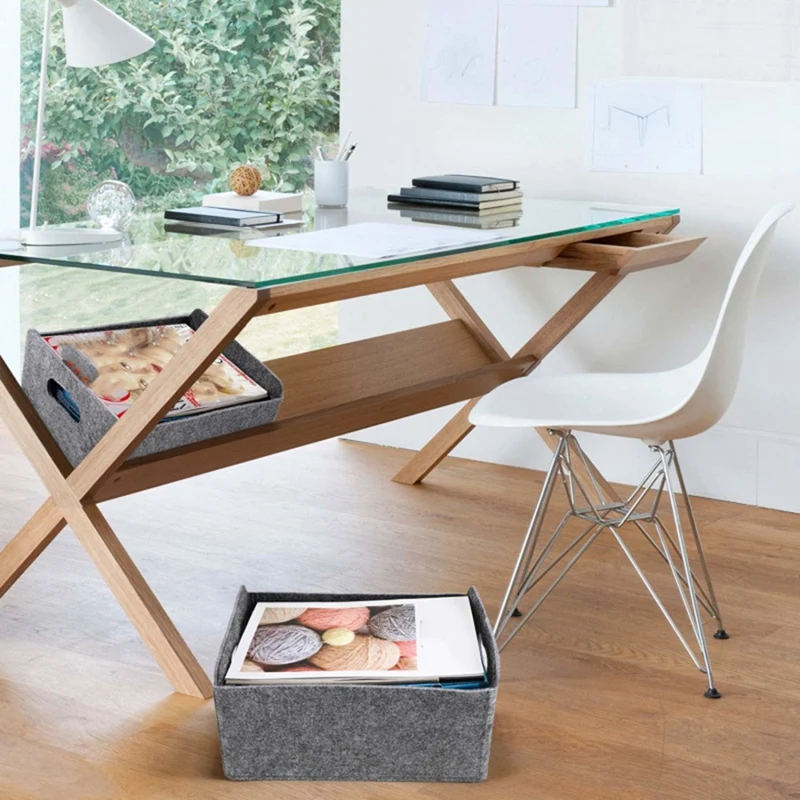 2Pcs Felt Storage Basket/Bin with Handles Collapsible &amp Convenient Solution | Дом и сад