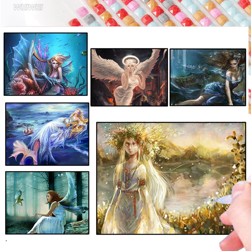 

Fairy Figure Diamond Painting Full Drill 5D Diy Person In The Ocean Square Mosaic Embroidery Handmade Gift for Living Room Decor
