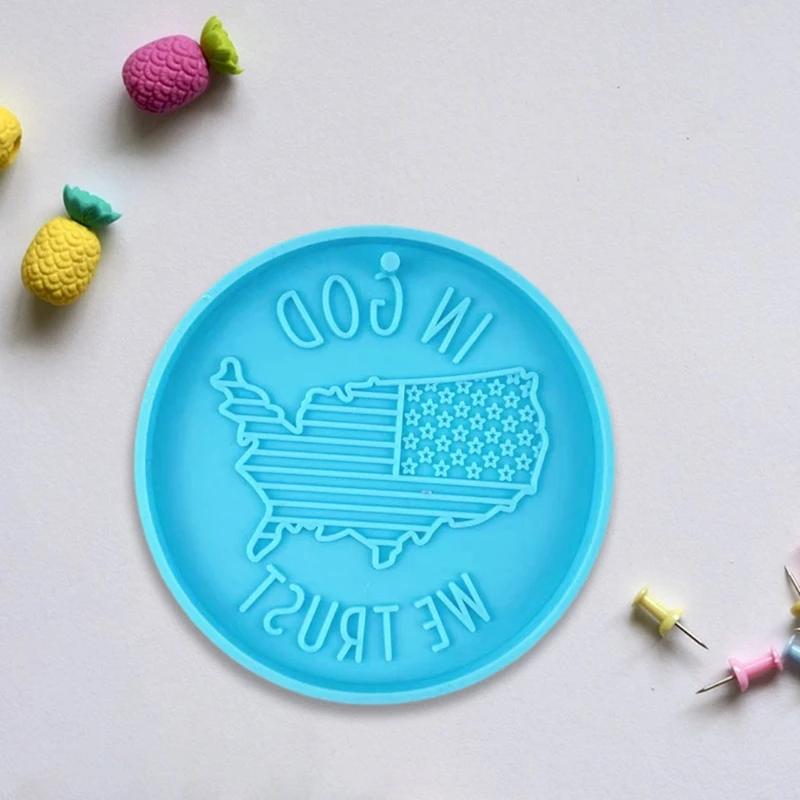 

DIY American Map Flag Keychain Epoxy Resin Mold Jewelry Pendant Silicone Mould R2LE