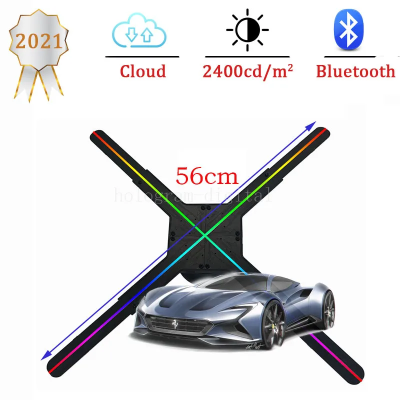 

S6 56cm 3d hologram led fan wifi app cloud bluetooth four blades 3d fan Hologram projector Advertising Display hologram Fan