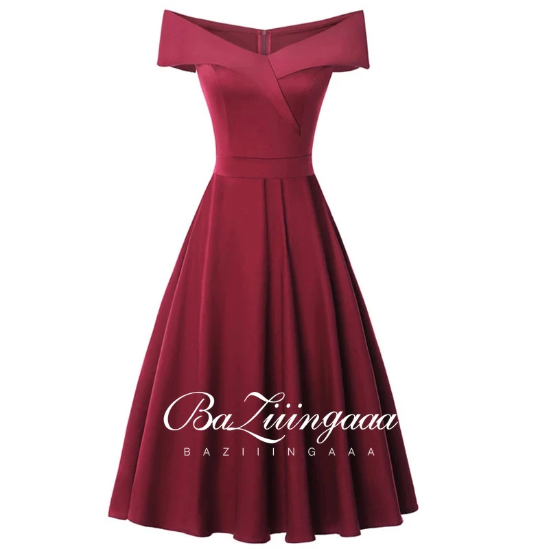 Женское шифоновое формальное платье Простое Элегантное длиной до колена с