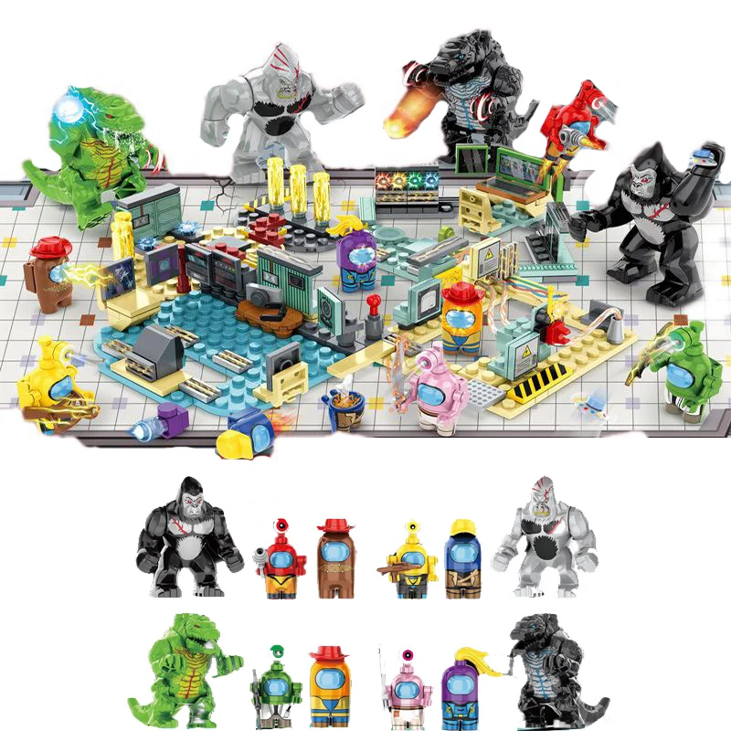 

588Pcs Amongs Game Star Space Orangutan Dinosaur Alien Lime DIY Building Blocks Cute Briks TOY for Child Christmas GIFT