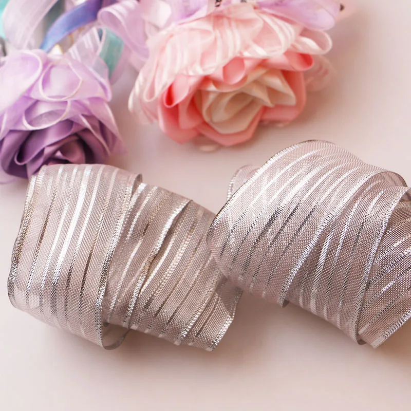 5 ярдов красивой шелковой пряжи двухсторонняя прозрачная лента Свадебные