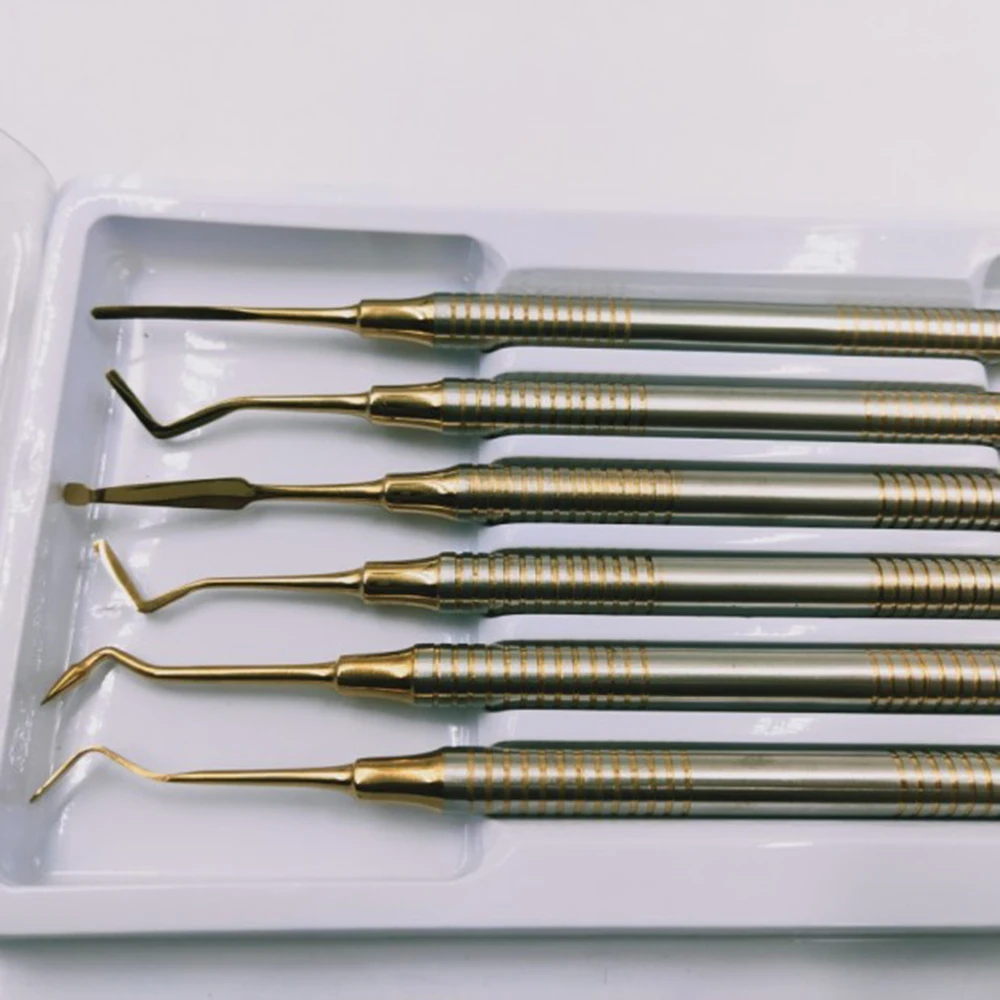 6 шт. зубная композитная Смола наполнение шпатель титановая покрытая головка