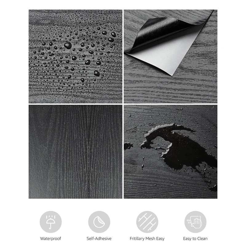

Wokhome Wood Pattern Vinyl Wall Papers Home Decor Self Adhesive Wallpaper Roll for Furniture Modern Furniture Decorative Sticker