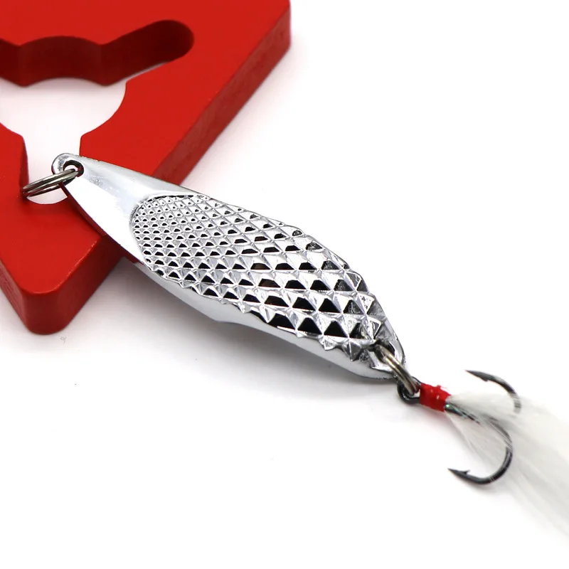 

1pcs High Quality Metal Spoon Lure 5-21g Black Rose Gold Metal Sequins with Feather Hard Lure For Bass Pike Carp Fishing