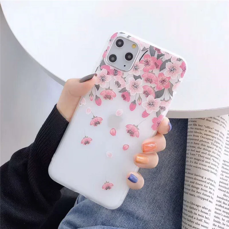 Роскошный чехол для телефона с 3D цветами iphone 11 pro max мягкий из ТПУ 5 s 5s SE 6 7 8 Plus XR XS Max