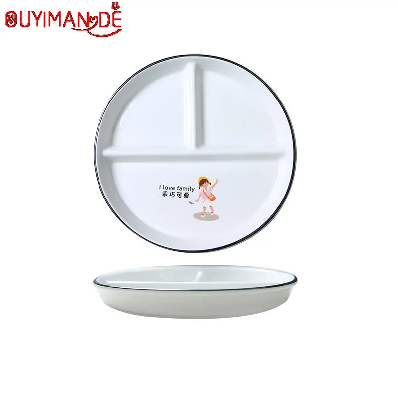 

Ceramic Tableware Divergent Disk Home Sub-dish Three-piece Table Breakfast Dish Dish Dishes Platter Platter Dining Plate