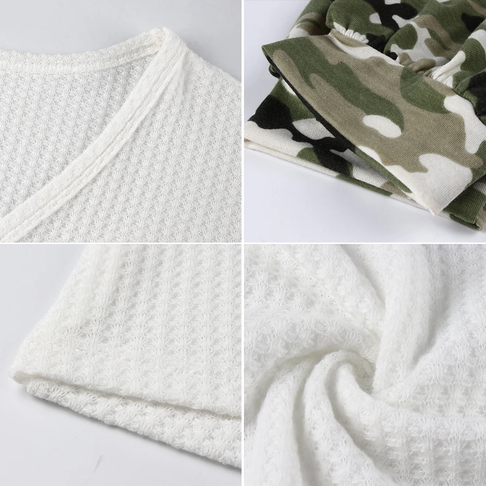 

GXDS Plus Size Tops Fashion Sexy V-neck Stitching Camouflage Solid Color Office Casual Women Tops 2020 Autumn T-shirt Tops 4XL