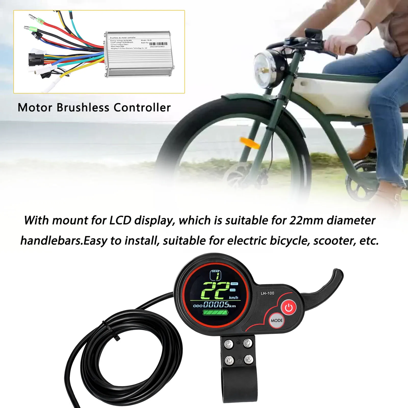 Motor Brushless Controller Waterproof LCD Display Control Panel 24V-48V 350W Electric Bicycle Scooter Kit | Спорт и развлечения