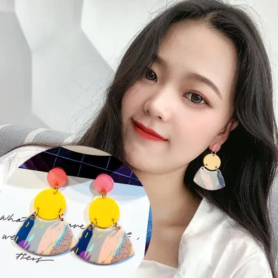 Женские Простые Летние серьги подвески AOMU круглые контрастных цветов с