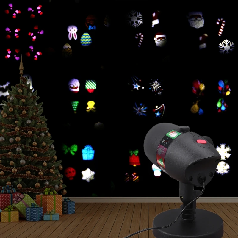 

US/EU/UK/AU Plug Christmas LED Projection Light 12 Pattern Film Projector Lamp Outdoor Indoor Waterproof Lawn Atmosphere Light