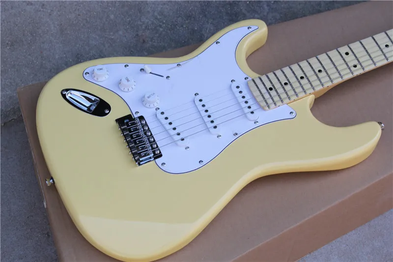 

Заводская Новинка, винтажная электрическая гитара желтого и кремового цвета для левой руки, бесплатная доставка