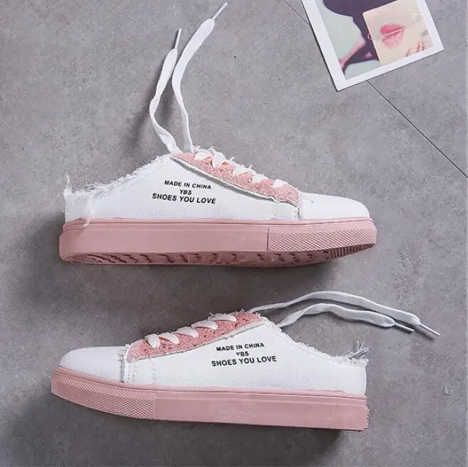 YeddaMavis Розовая женская обувь Женская полотняная с подошвой из вулканизированной