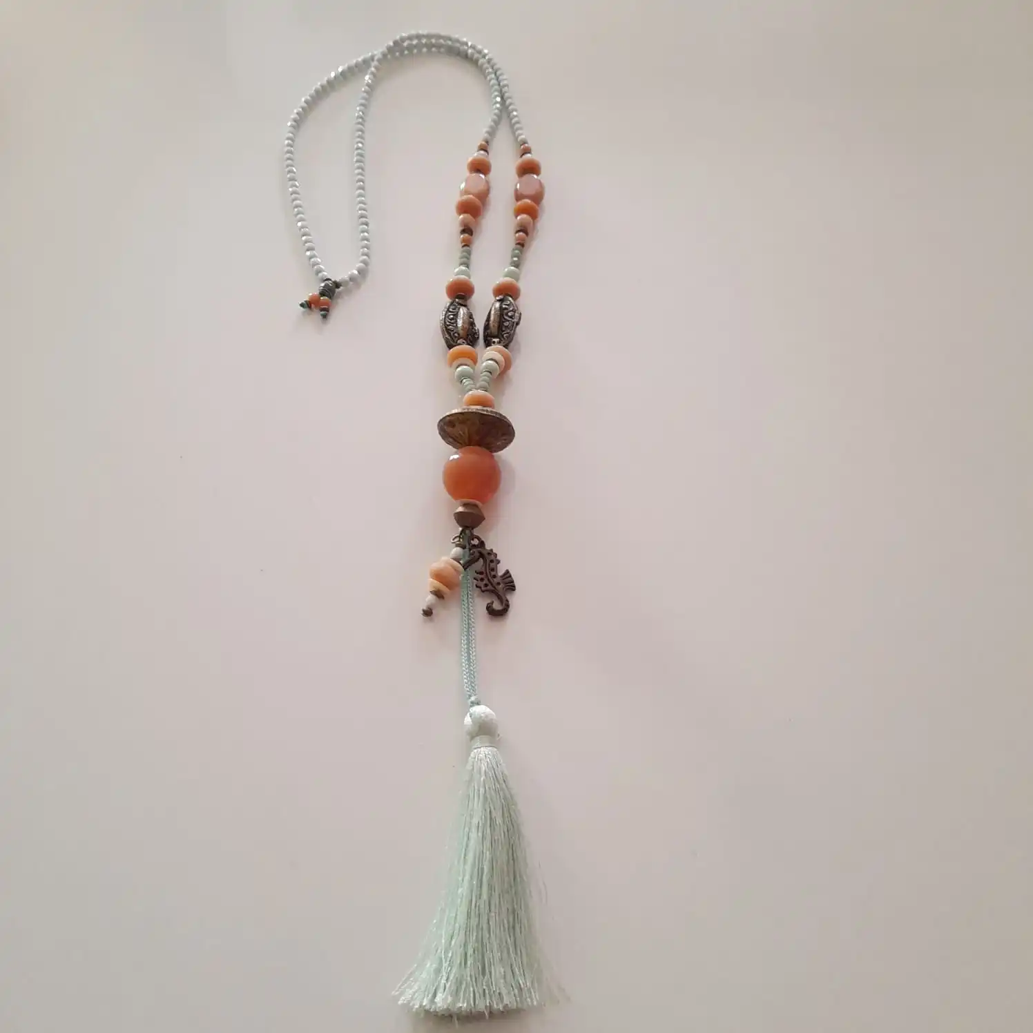 

Длинное этническое ожерелье Goodtime, деревянные, стеклянные и индийские бусины, Женские Ювелирные изделия ручной работы