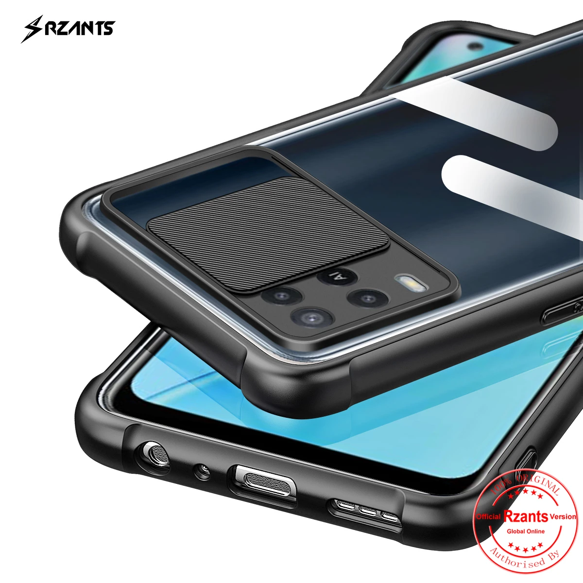 rzants for oppo a54 case lens protection camera protect function by slide square lid slim clear cover soft phone casing free global shipping