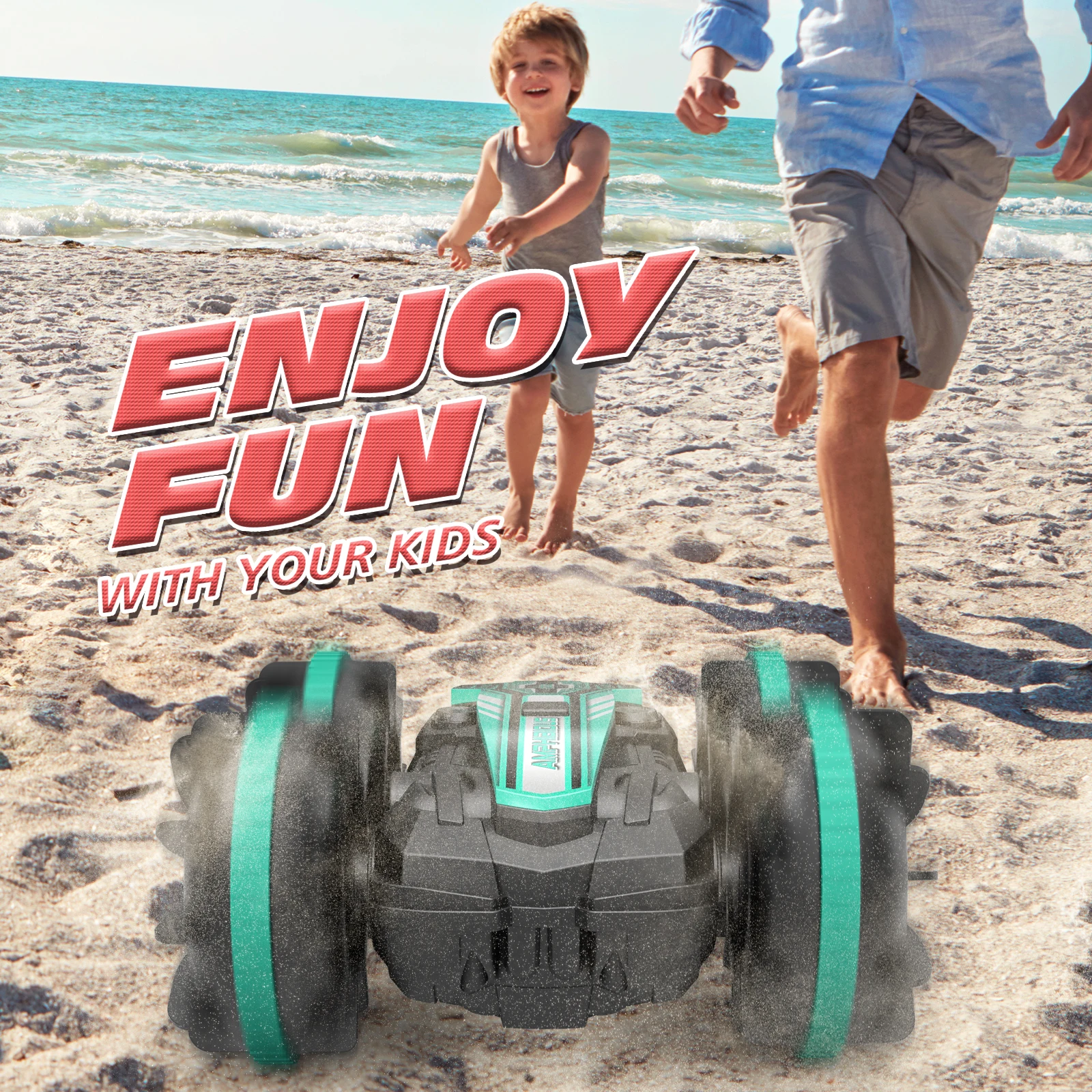 Sinovan Stunt RC Car 1200mAh 4wd Water &amp Land 2in1 Remote Control 2.4G Double Side Flip Amphibious Drift Toys for Kid | Игрушки и