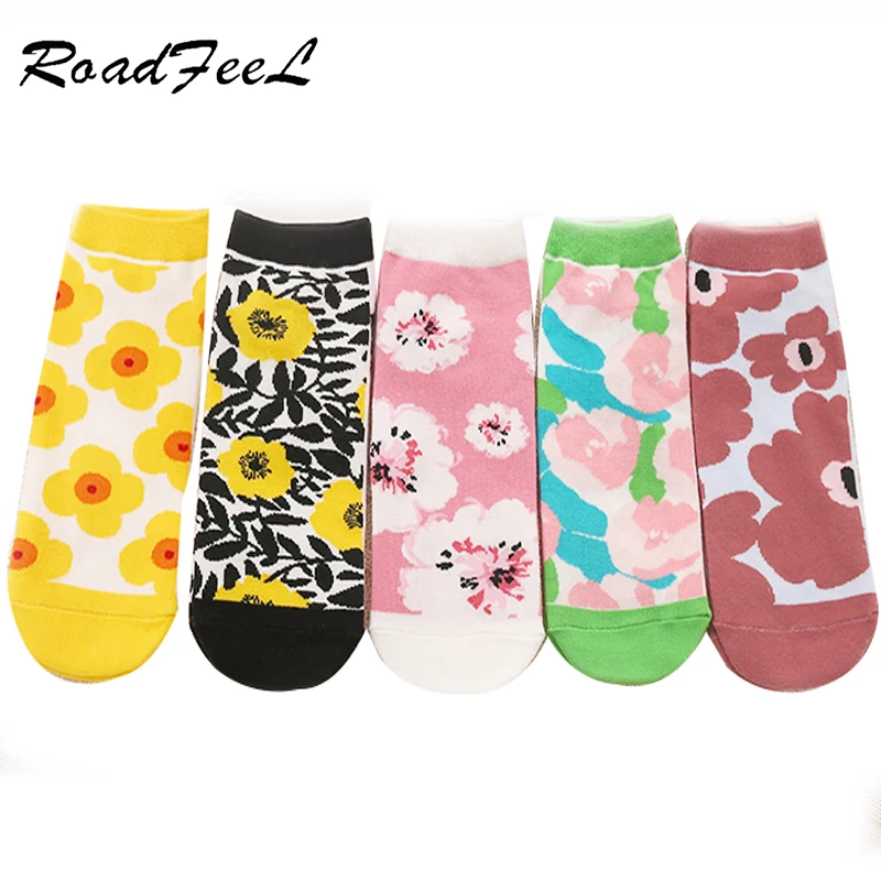 1/5 пар Модные забавные женские носки Красивые с цветочным узором Яркие для