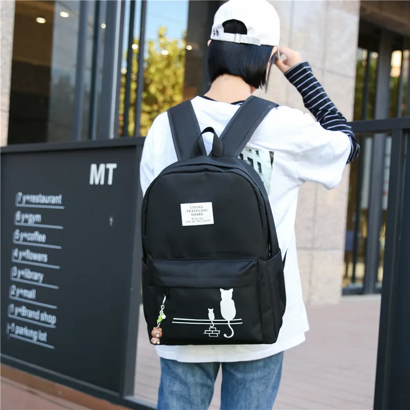 Студенческий рюкзак с мультяшным котенком женский модный новый повседневный для