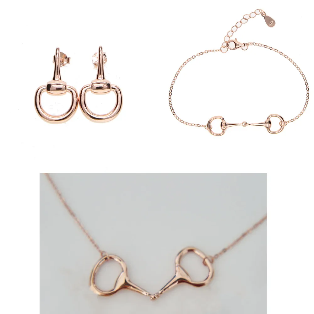 rose jewelry set 925 пробы, Серебряная цепочка для пар в виде лошади, браслет, золотой цвет, подвеска в виде змеи, подвеска в виде лошади, ювелирное изделие для женщин, новинка, очаровательный браслет - Окраска металла: rose jewelry set