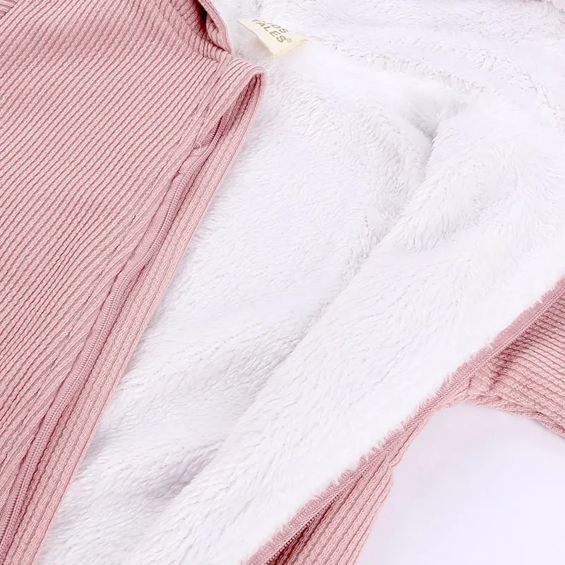 Elvesnest Детский комбинезон для девочек плотный бархатный с капюшоном и заячьими