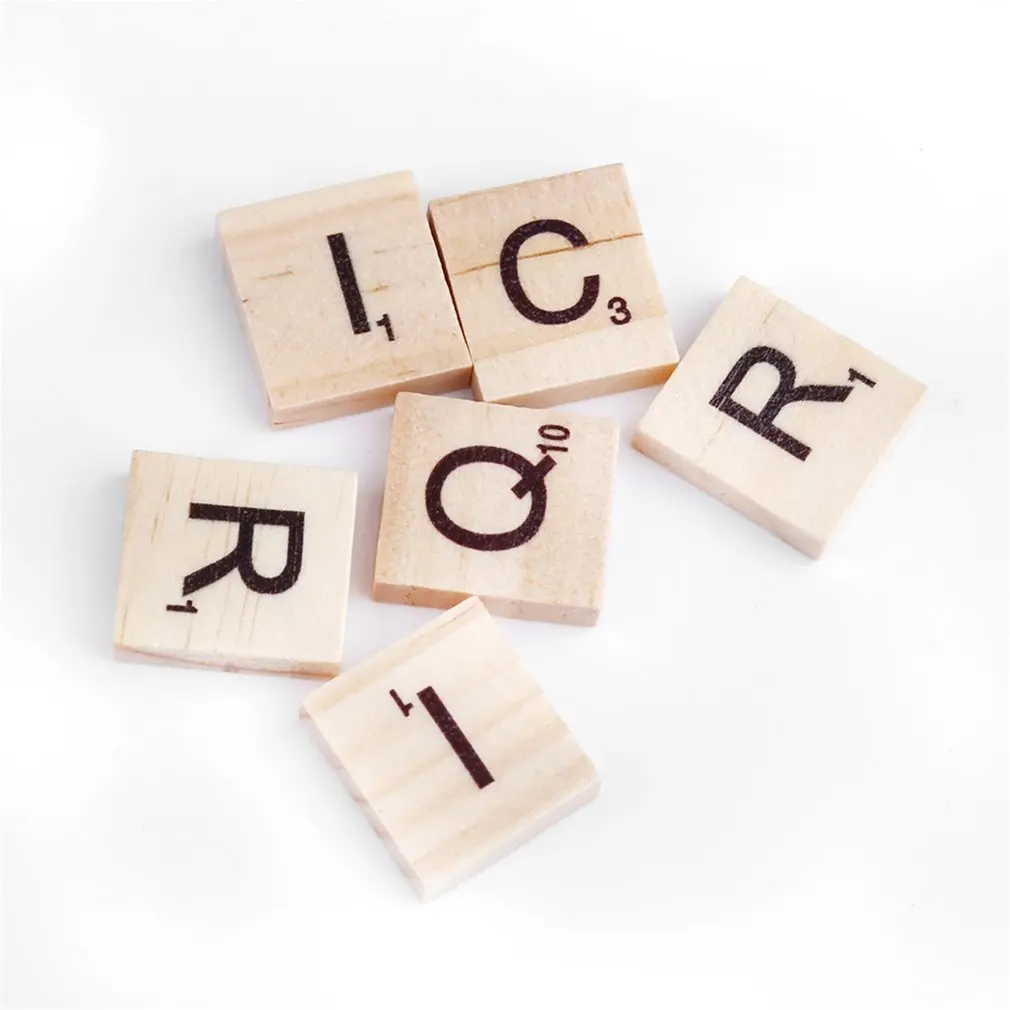 100 шт./компл. деревянный алфавитный царапают головоломки Плитки и черными