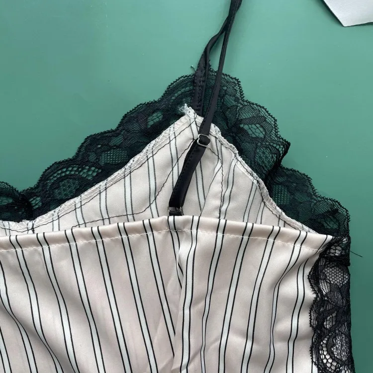 

Sexy Lace Trim Kimono Bathrobe Gown 3pcs Pajamas Set Women Summer Thin Silky Satin Sleepwear Suit Casual Loose Home Clothes