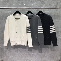 tb thom mens sweater winter sweater male fashion brand harajuku coats cotton half 4 bar stripe cardigan jacket sweater male