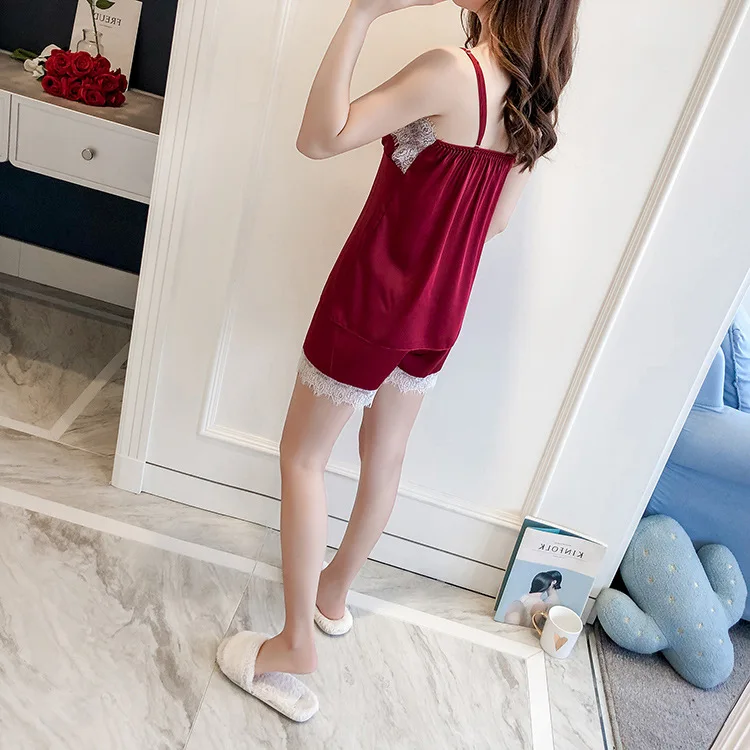 Темно красный женский блестящий костюм из 3 предметов с топом на бретельках и