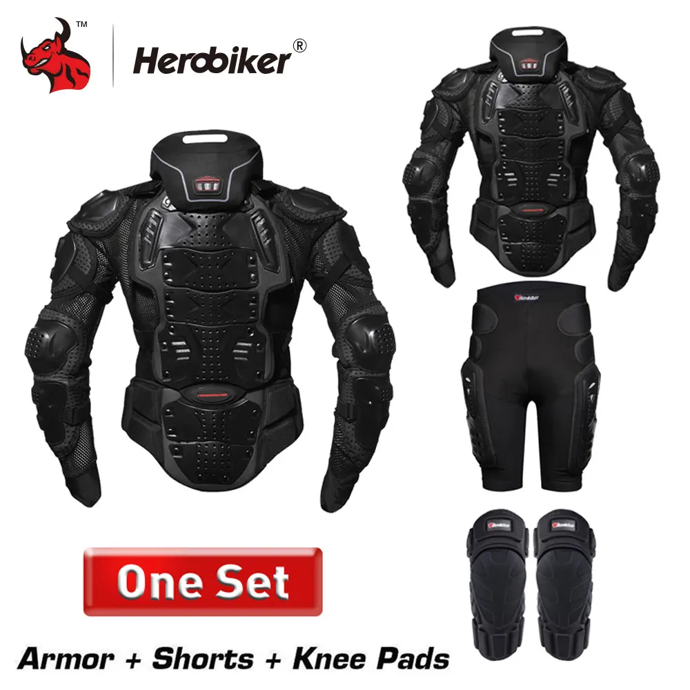 HEROBIKER Motorcycle Jackets Men Full Body Motorcycle Armor Motorbike Motocross Riding Jacket Protective Gear Size S-5XL