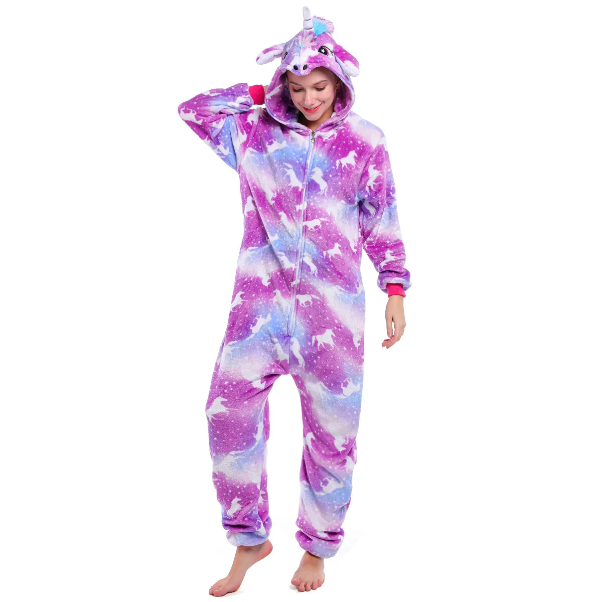 

Winter Unicorn Pajamas Cute Stitch Unicorn Animal Sleepwear Panda Onesies Women Men Unisex Adult Flannel Nightie Homewear