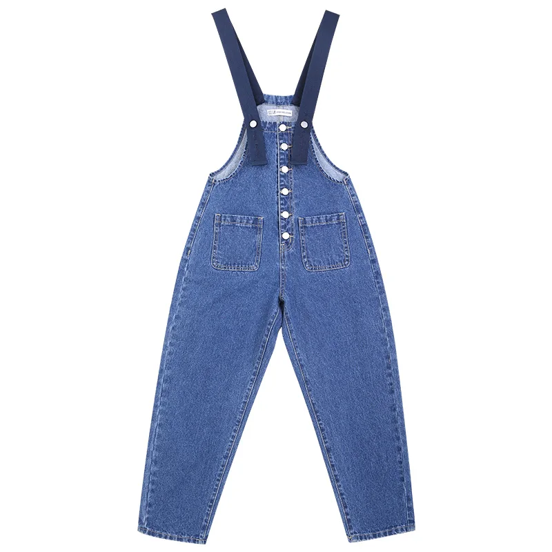 Женские молодежные джинсы-капри LEIJIJEANS, стильные темно-синие свободные джинсы с лямками, повседневная модель 9145 большого размера