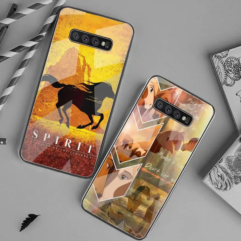 

HUAGETOP Spirit Stallion Cimarron Horse Luxury Phone Case Tempered Glass For Samsung S20 Plus S7 S8 S9 S10 Plus Note 8 9 10 Plus