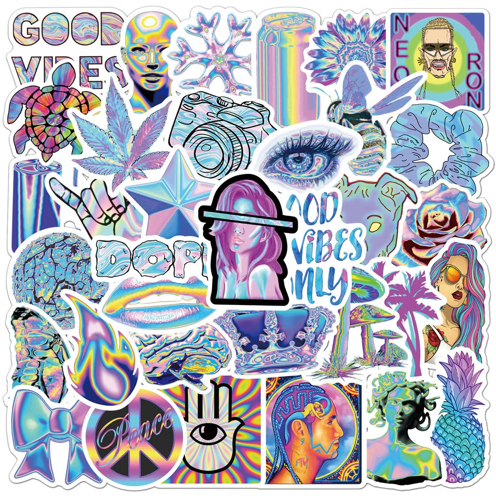 50 шт. голографические красочные лазерные граффити наклейки крутая девушка для DIY