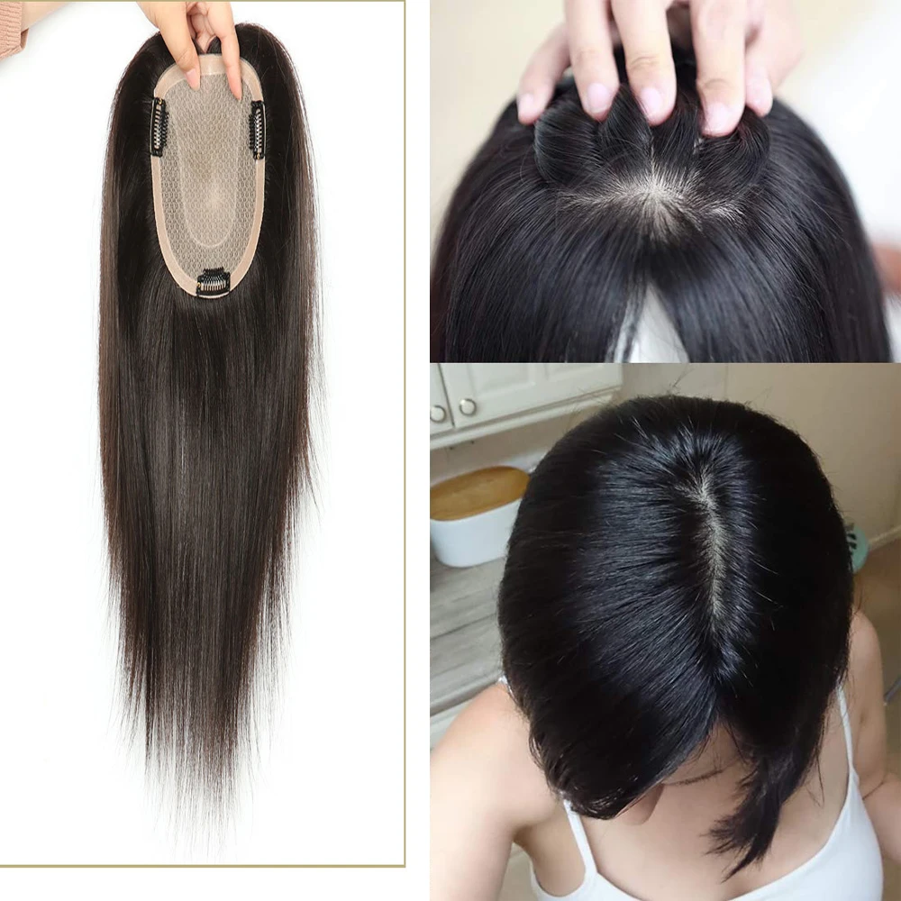 Женский парик прямые промежуточные шелковая основа с заколки для волос трессы