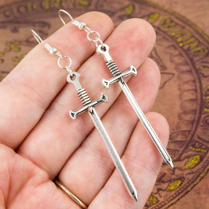 

Sword Earrings, Gothic Earrings, Goth Earrings, Dark Academia Earrings, Witchy Jewellery, Large Oversized Statement Sword