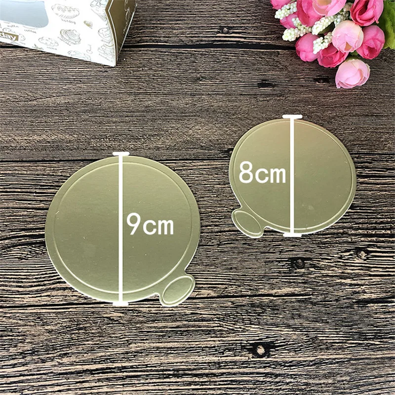100Pcs 8/9cm Round Cake Board Mousse Pad Card Dessert Baking Pastry Display Trayv for Wedding Birthday Party Decor - купить по