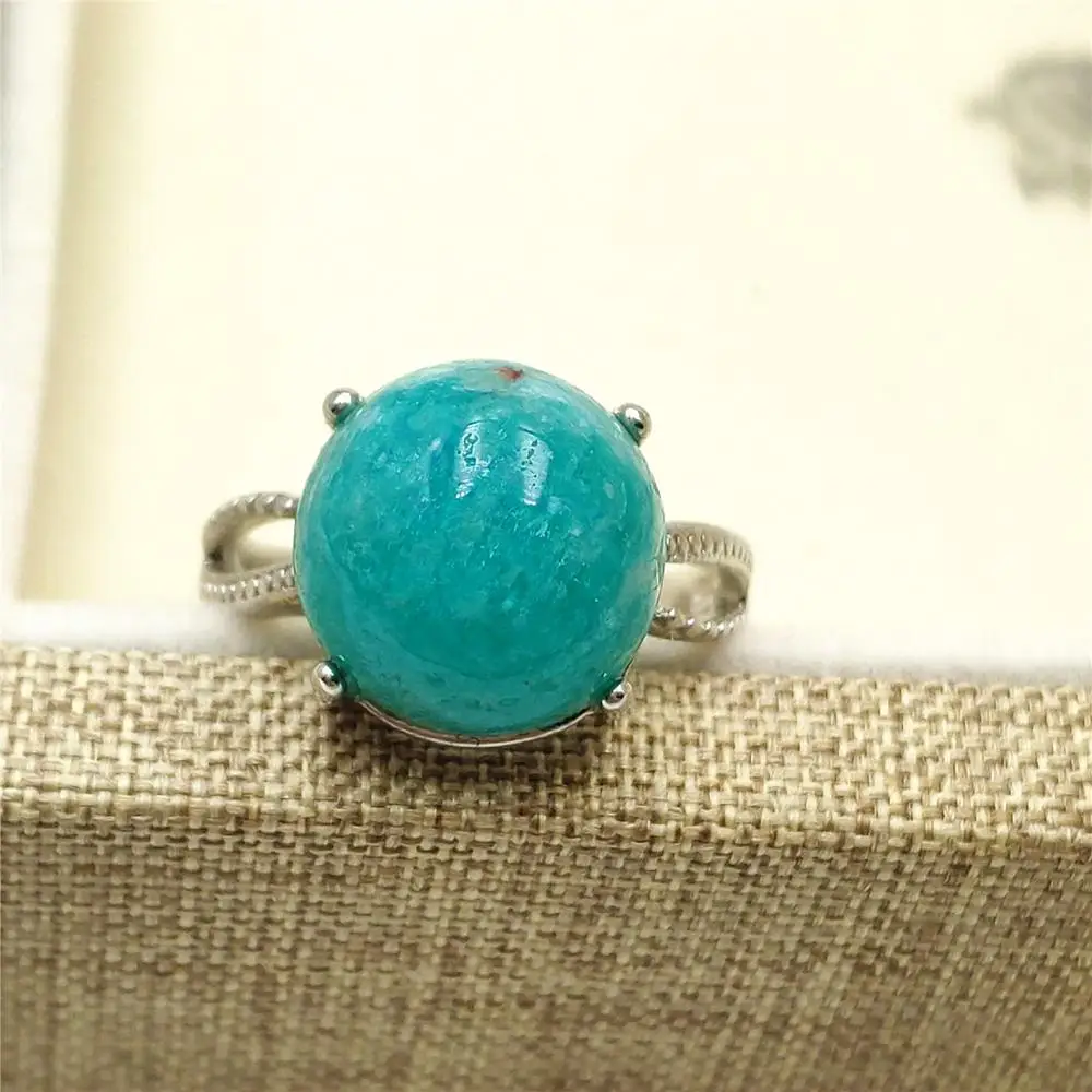 Топ натуральный зеленый Амазонит драгоценный камень 925 серебро регулируемое